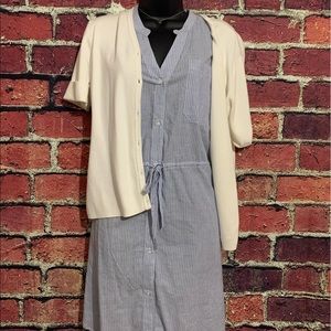 SOLD Cotton Cinched Waist Pinstripe Lightweight Dress